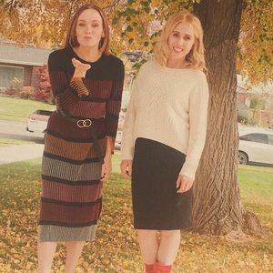 Black striped sweater dress